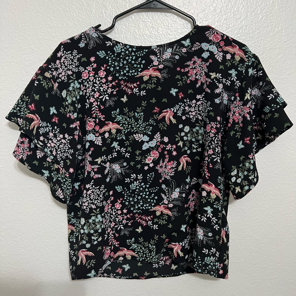 Bobeau black floral print shirt